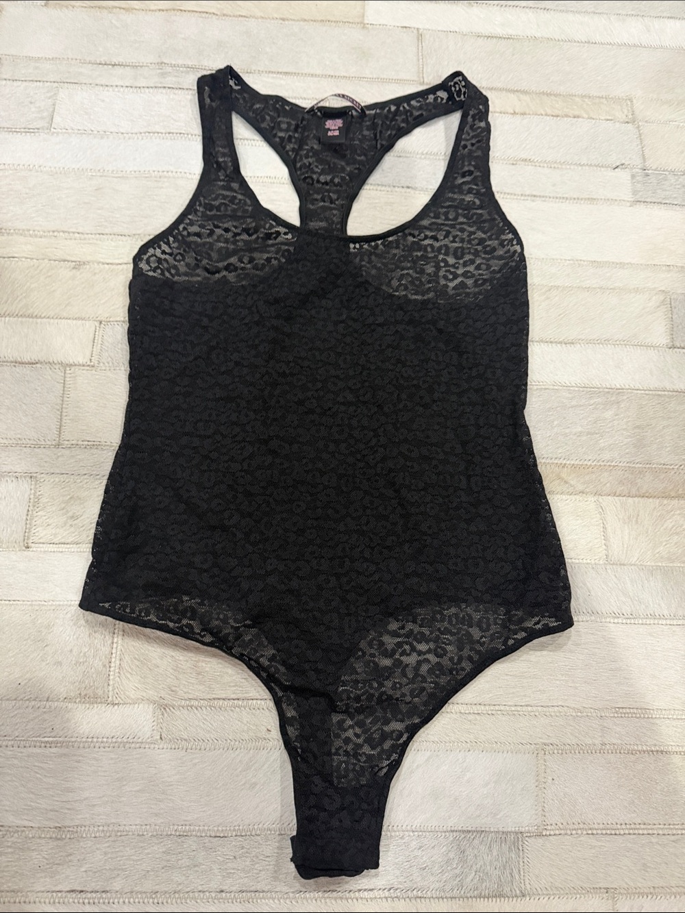 Victoria's Secret Black Lace Racerback Bodysuit